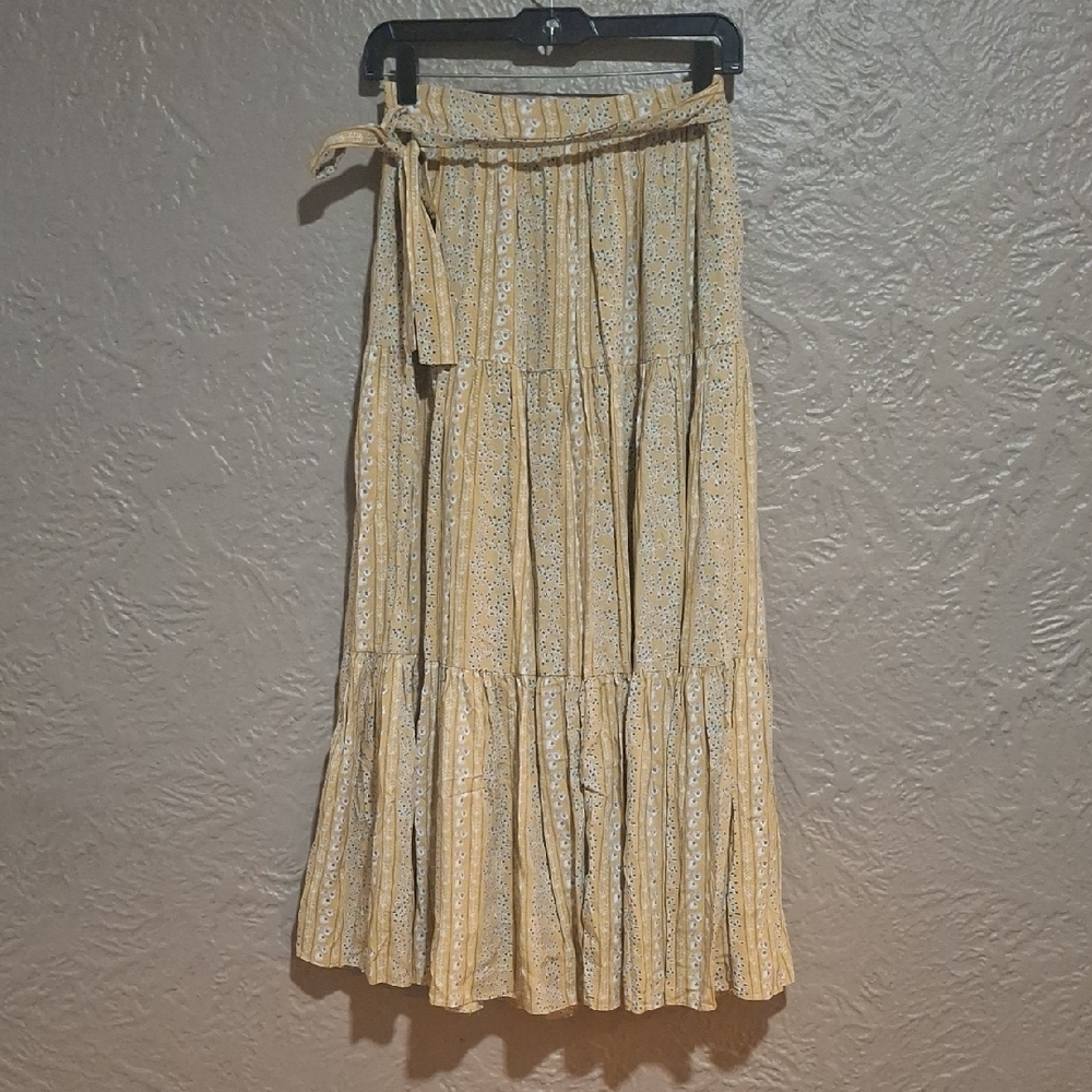 Reset By Jane Women's Chic Beige Floral Maxi Skirt Size S